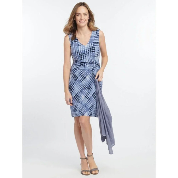 Nic+Zoe Women's Lightweight 4 Way Cardigan Dress in Blue Multi‎ Size M NWT - Picture 1 of 16